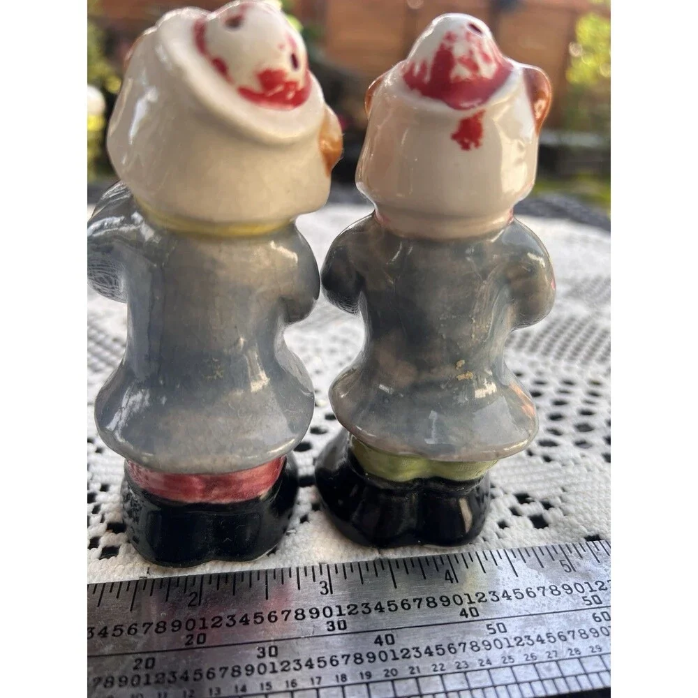 Vintage Japan Figural Salt & Pepper Shakers Carpenter Workers Ladder Hammer Pair